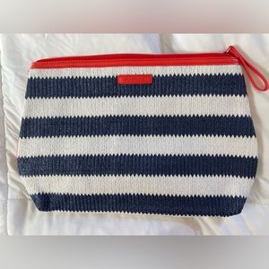 Vera Bradley Navy Blue and White Striped Bag with Zipper